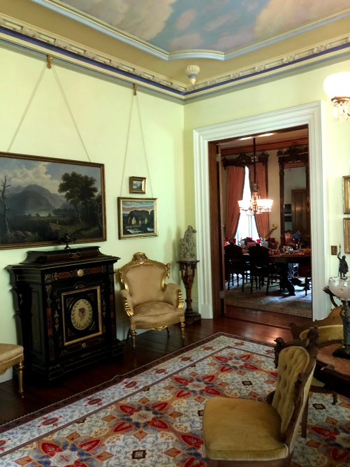 neoclassical furniture in the parlor of the Armour-Stiner Octagon House